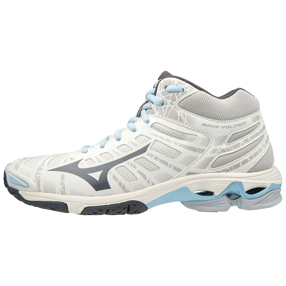 Womens Mizuno Wave Voltage Mid Volleyball Shoes White/Grey Philippines (TCIGLF917)